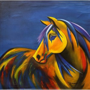 Farhan Manto, 30 x 36 Inch, Oil on Canvas, Horse Painting-AC-FRM-001